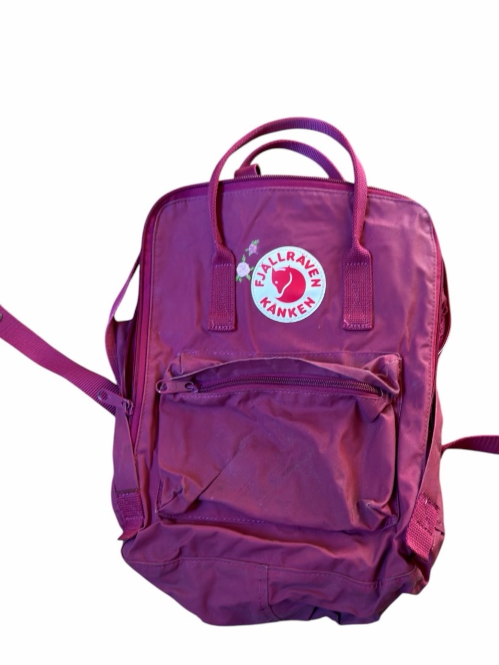Fjallraven Kanken Classic Backpack Plum 16L Floral Embroidered Flowers Bag